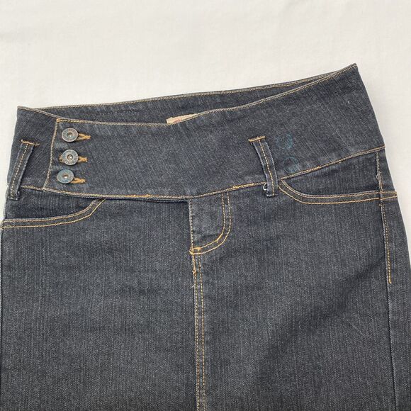 Paris Blues Denim Maxi Skirt Dark Wash Flared 90s Y2K Juniors Size 3 - Picture 5 of 14